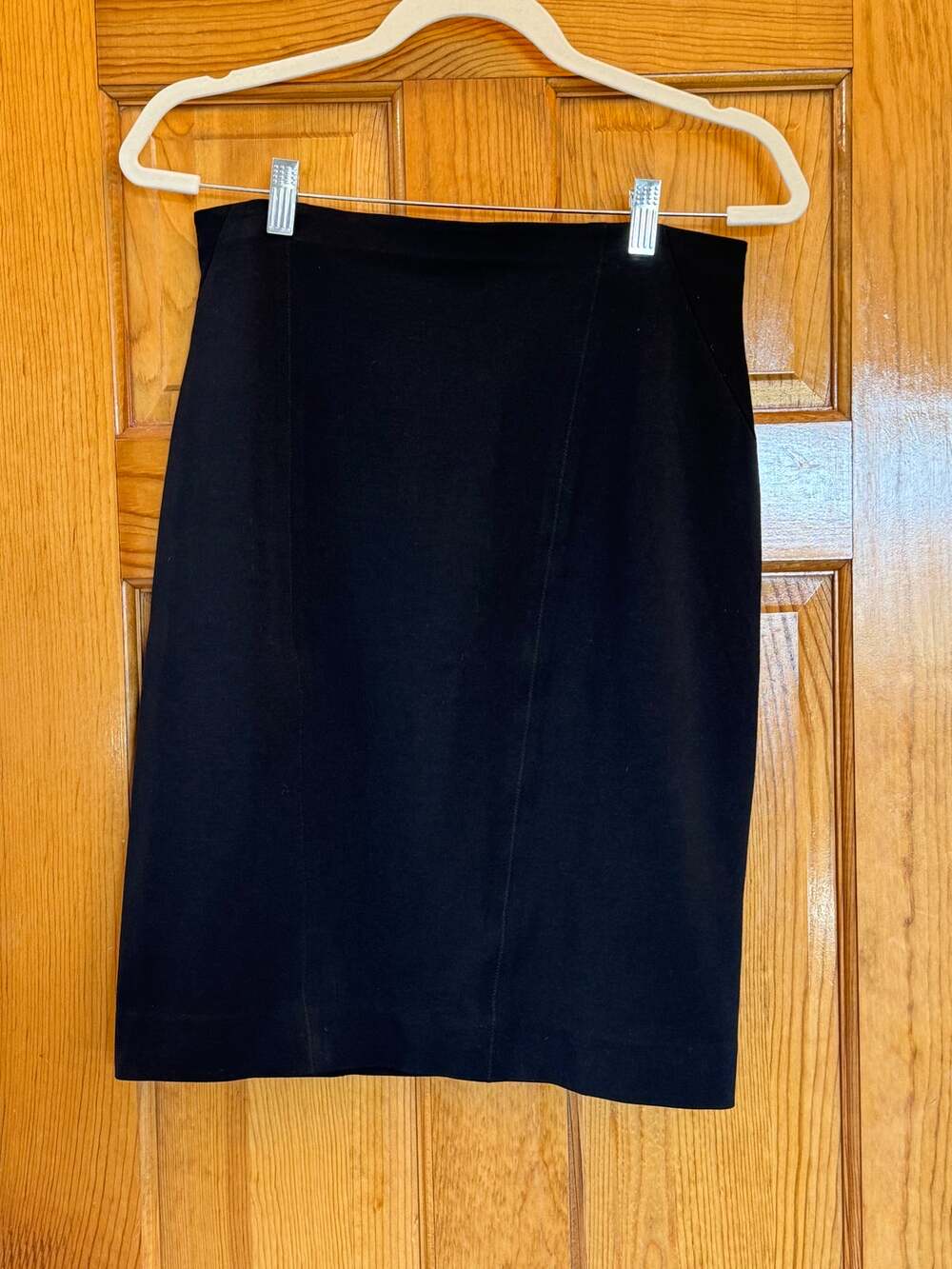 Vintage Ann Taylor Black Seamed Pencil Skirt Minimalist Career Office Size 6